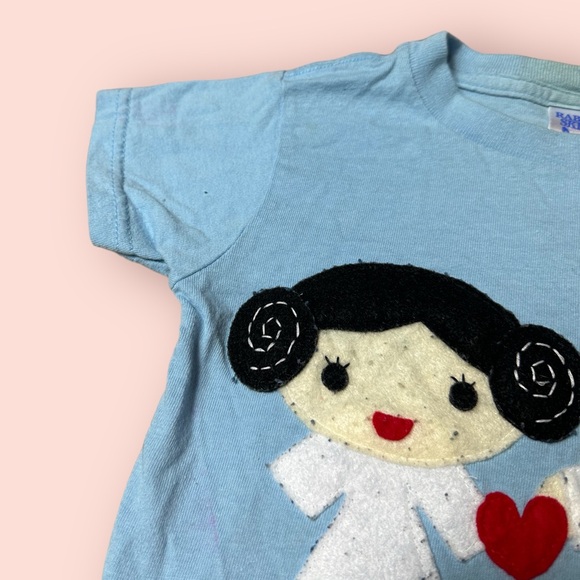 Toddler Light Blue Star Wars Luke Skywalker Princess Leia Mi Cielo Tee Size 3 - Picture 3 of 9